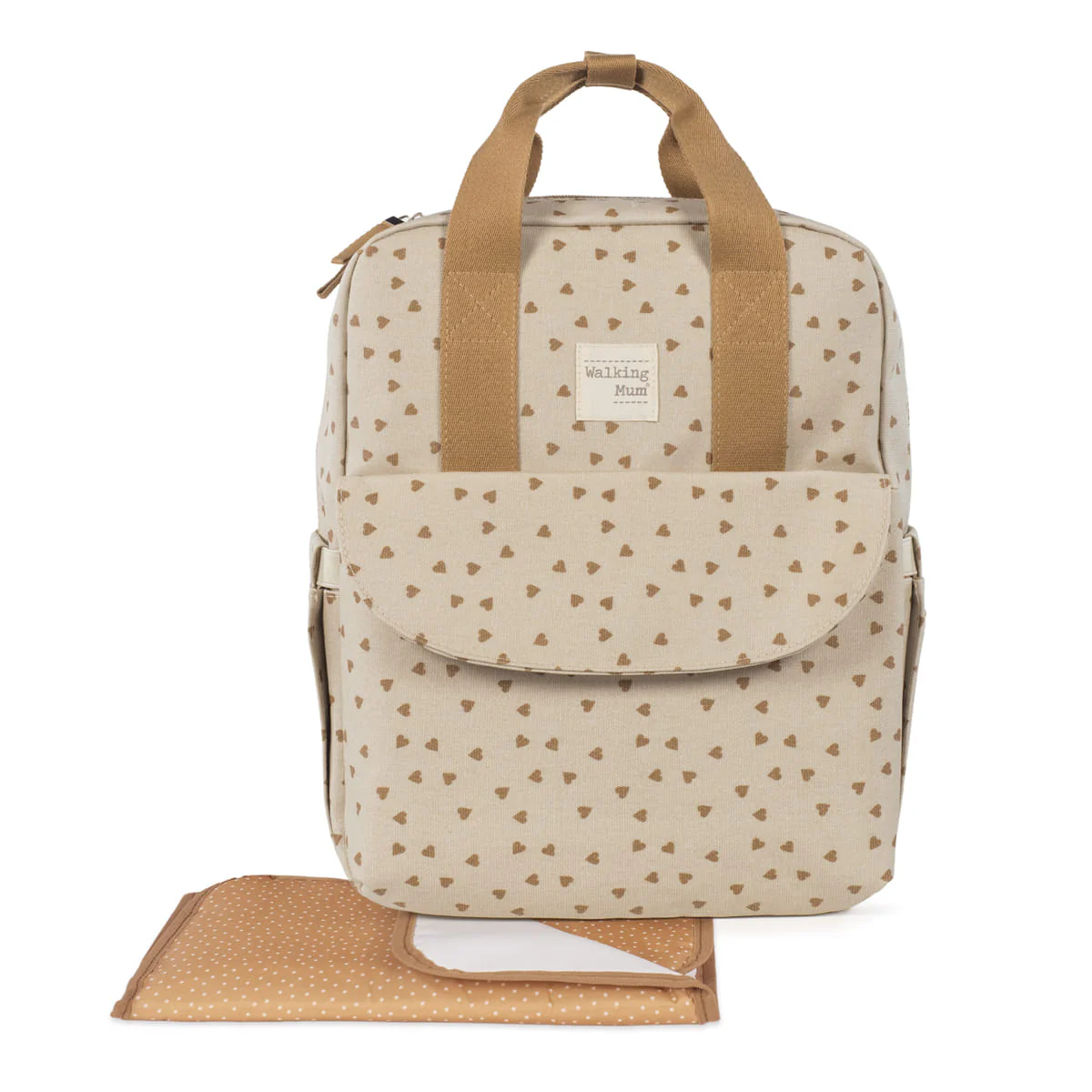 WALKING MUM MOCHILA CORAZONES POPPY CANELA - Imagen 2