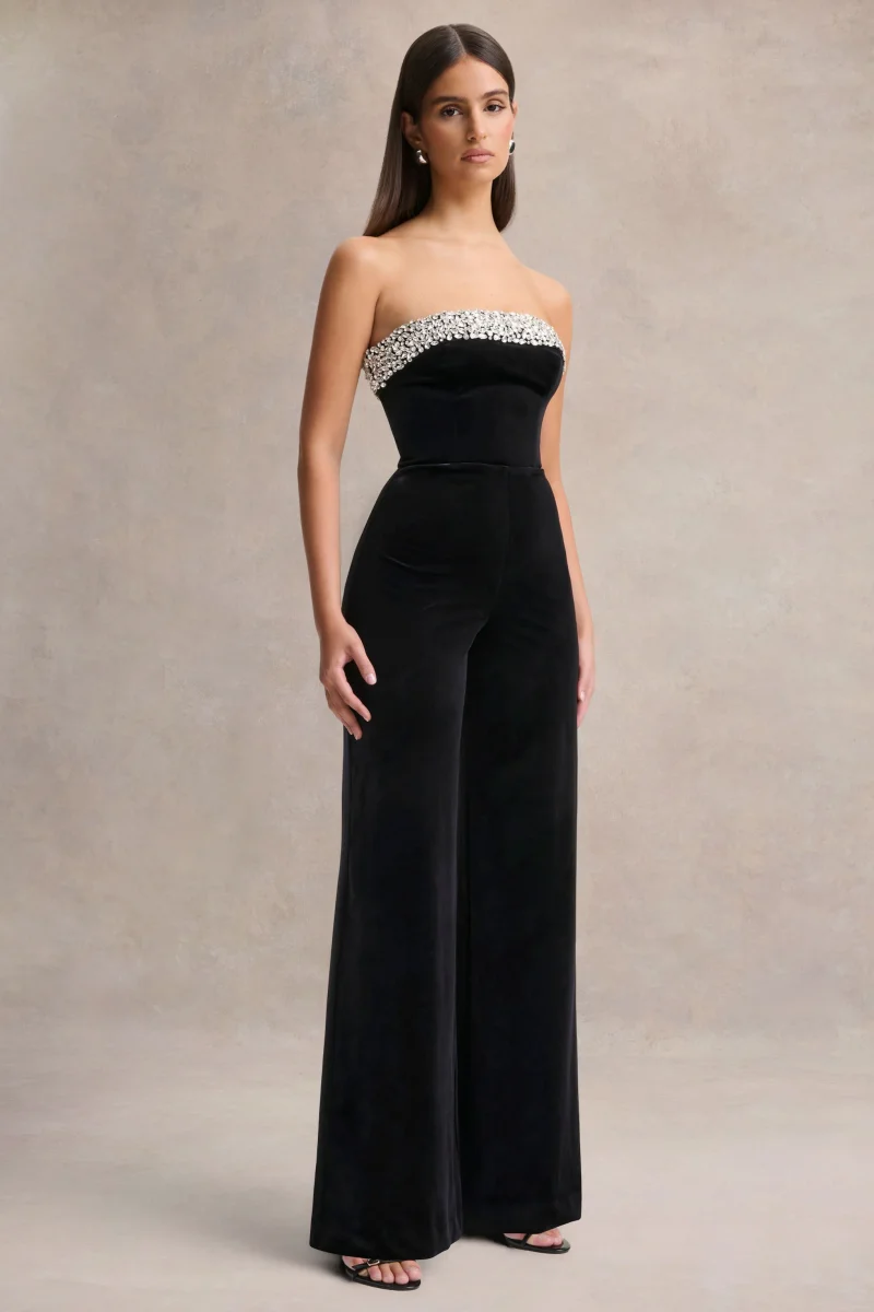 Emelie | Mono Bandeau de Terciopelo Negro Adornado - Imagen 5